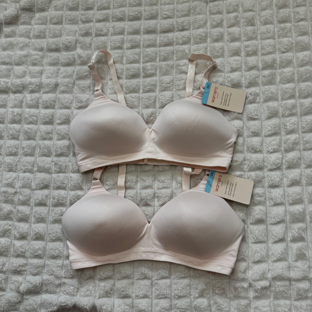 NEW Warner's 36C LOT of 2 Pink Lighty Lined Wireless Bras